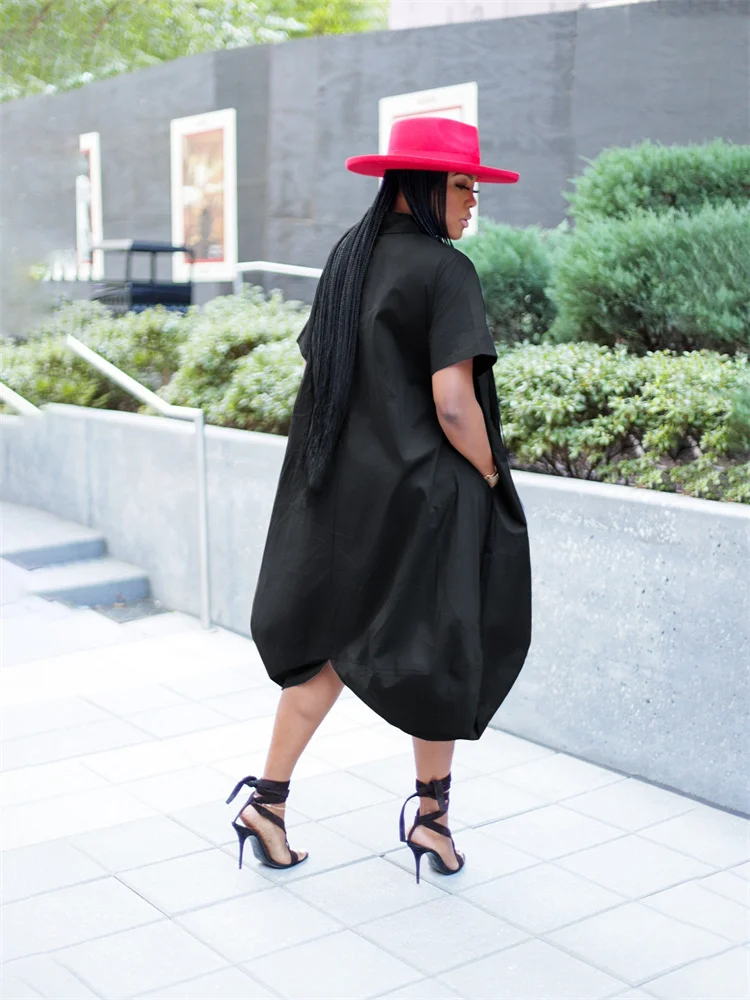 Wmstar Plus Size Dresses for Women 2025  Loose Casual Elegant Button  Summer Clothes Shirts Maxi Dresses Wholesale Dropshipping