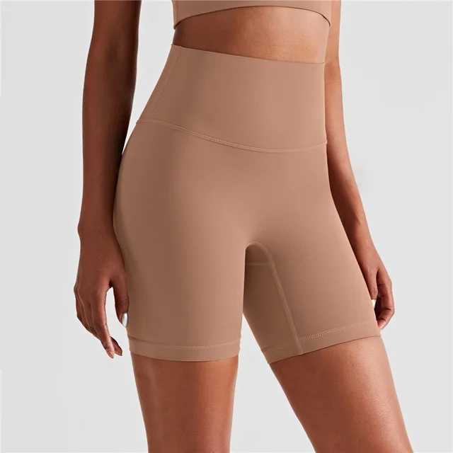 Solid Color High Waist Leggings Athletic Fitness Yoga Short Lulu Butter Soft Sports Short Workout Gym Cycling For Women Clothing cacao