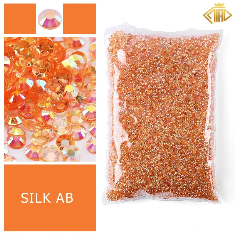 Vibrant Yellow Orange Resin Rhinestones - 2-5mm Flatback Glitter for Clothing and Nail Art Decoration
