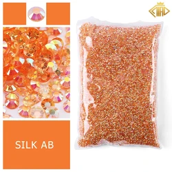 Vibrant Yellow Orange Resin Rhinestones - 2 - 5mm Flatback Glitter for Clothing and Nail Art Decoration (T Silk AB)