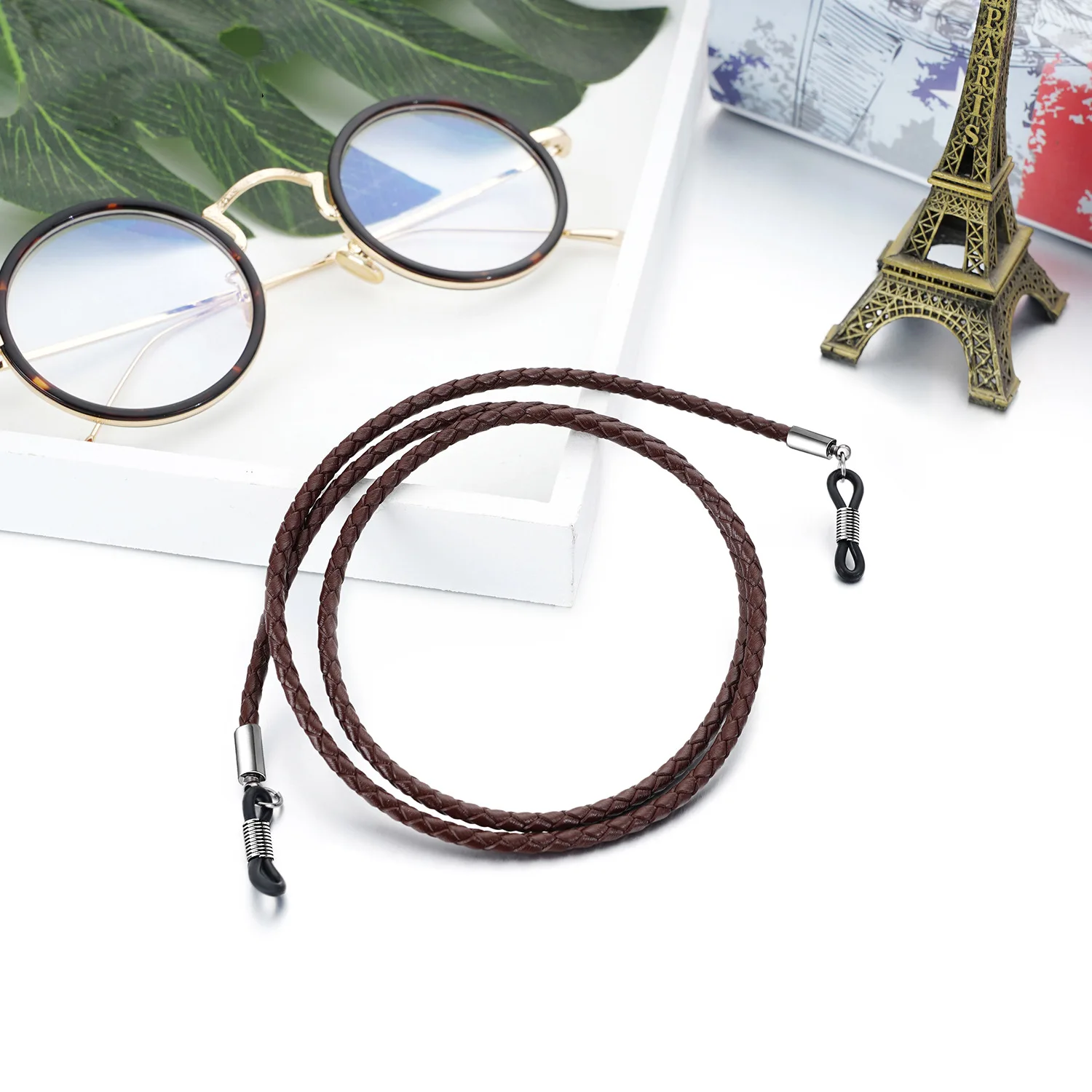 

New Fashion Woven Cowhide Glasses Chain Anti-lost Sunglasses Lanyard Outdoor Sports Non-slip Eyeglass Accessories Gift