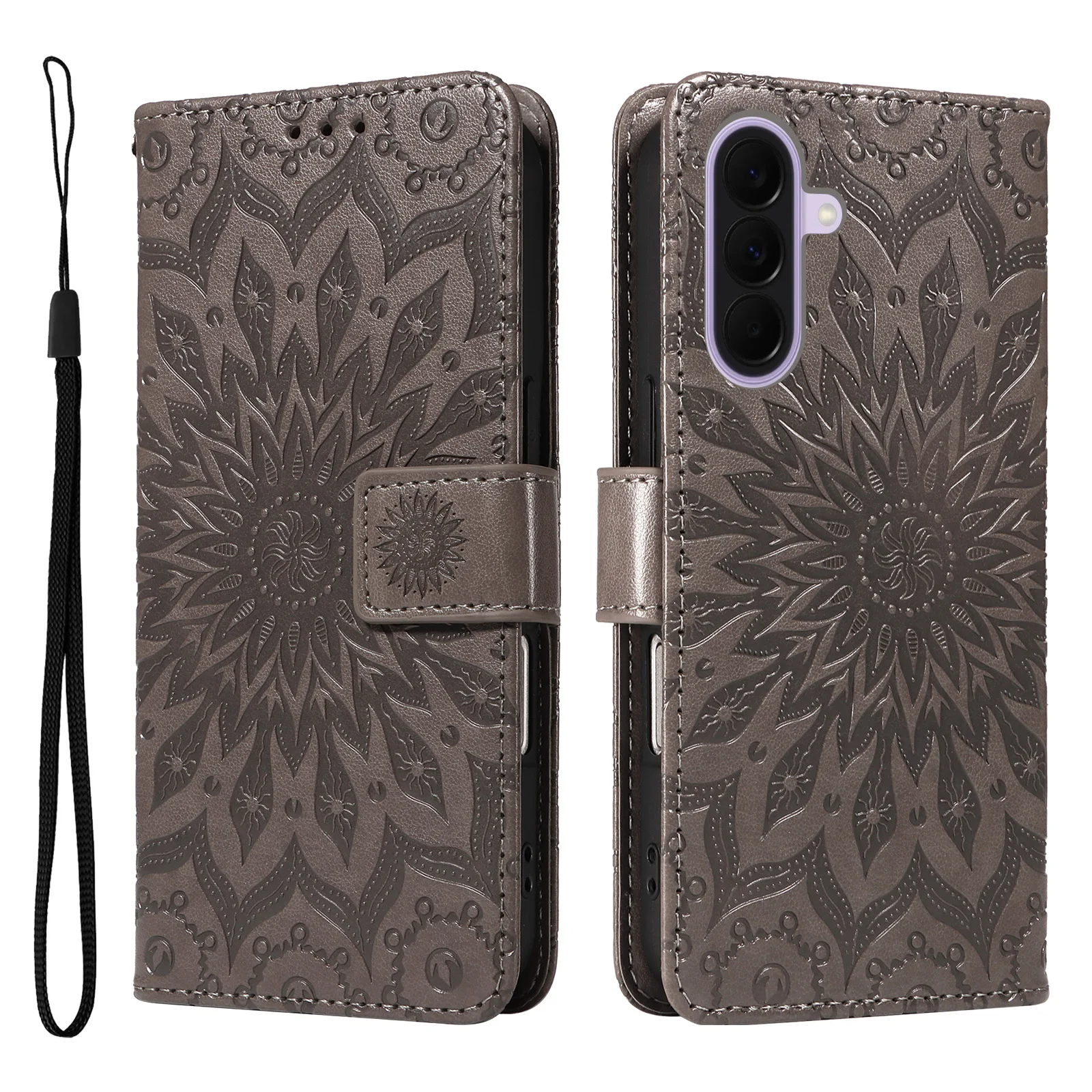 Mandala Embossed Leather Wallet Flip Case