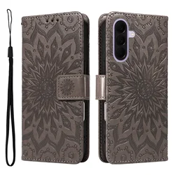 Mandala Embossed Leather Wallet Flip Case - Galaxy A27 (GRAY)