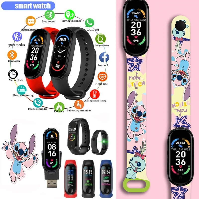 Stitch Smartwatch Movement Watch Step Bluetooth Synchronous Phone Information Smartwatch For Men And Women Students