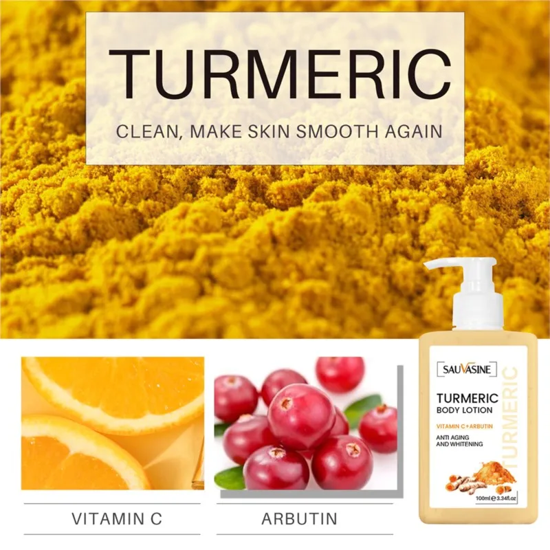 Whitening body cream 100ml Body Whitening Cream Turmeric Body Lotion Anti Aging Long-lasting Moisturizing Smooth Skin Lightening Cream for Dark Skin