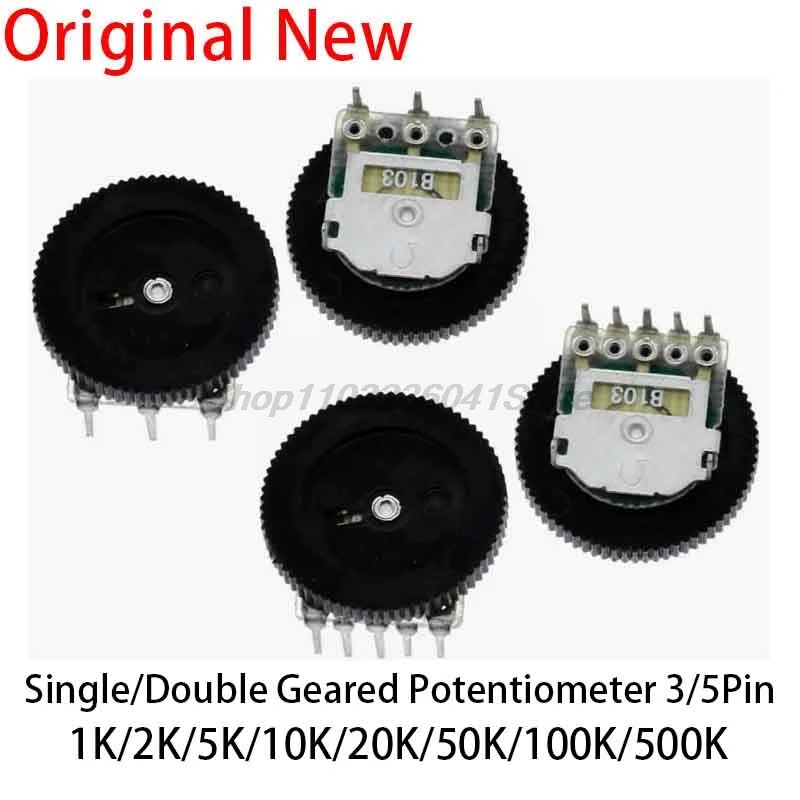 10 stücke 3pin 5pin tuning potentiometer B102 B103 B203 B503 B202 B502 B104 1K 10K 20K 50K 16*2 Getriebe Zifferblatt Potentiomer lautstärke schalter