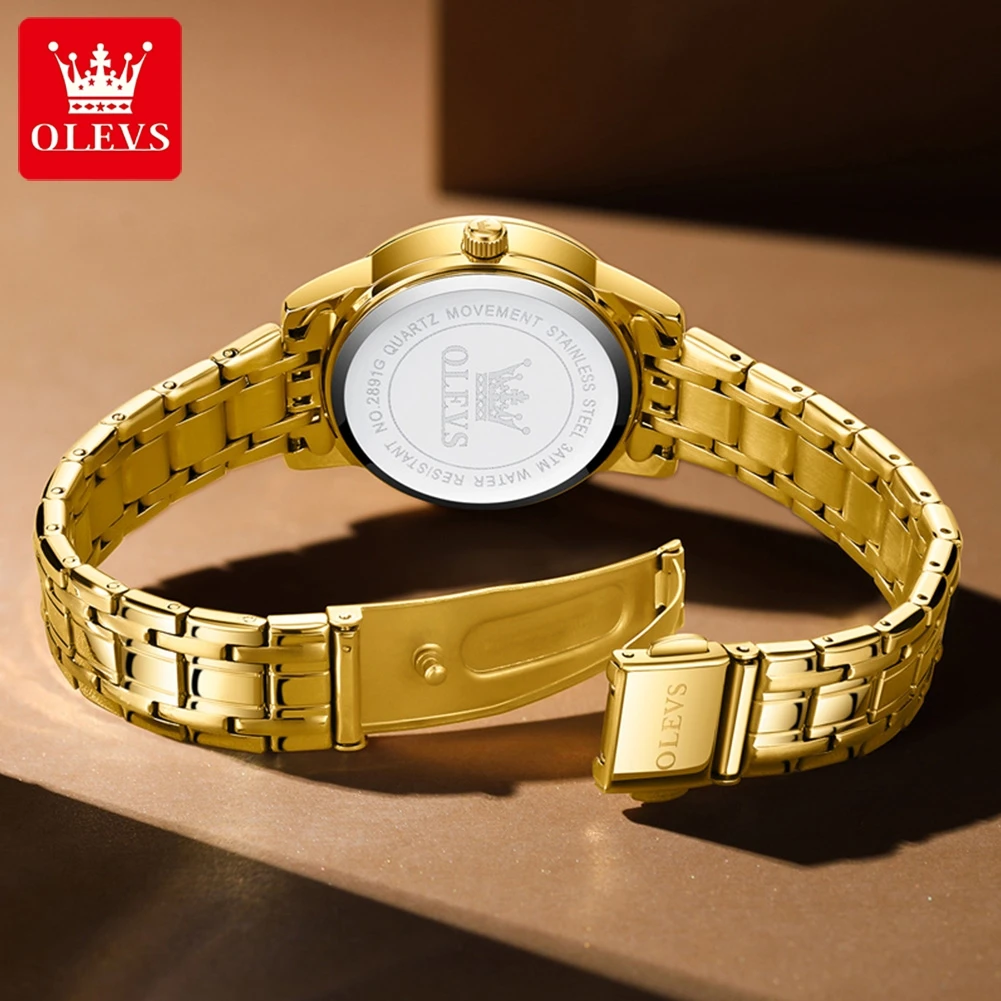 OLEVS Mens Watches Top Brand Luxury Gold Quartz Watch for Men Stainless Steel Waterproof Week Date Wristwatch Relogio Masculino