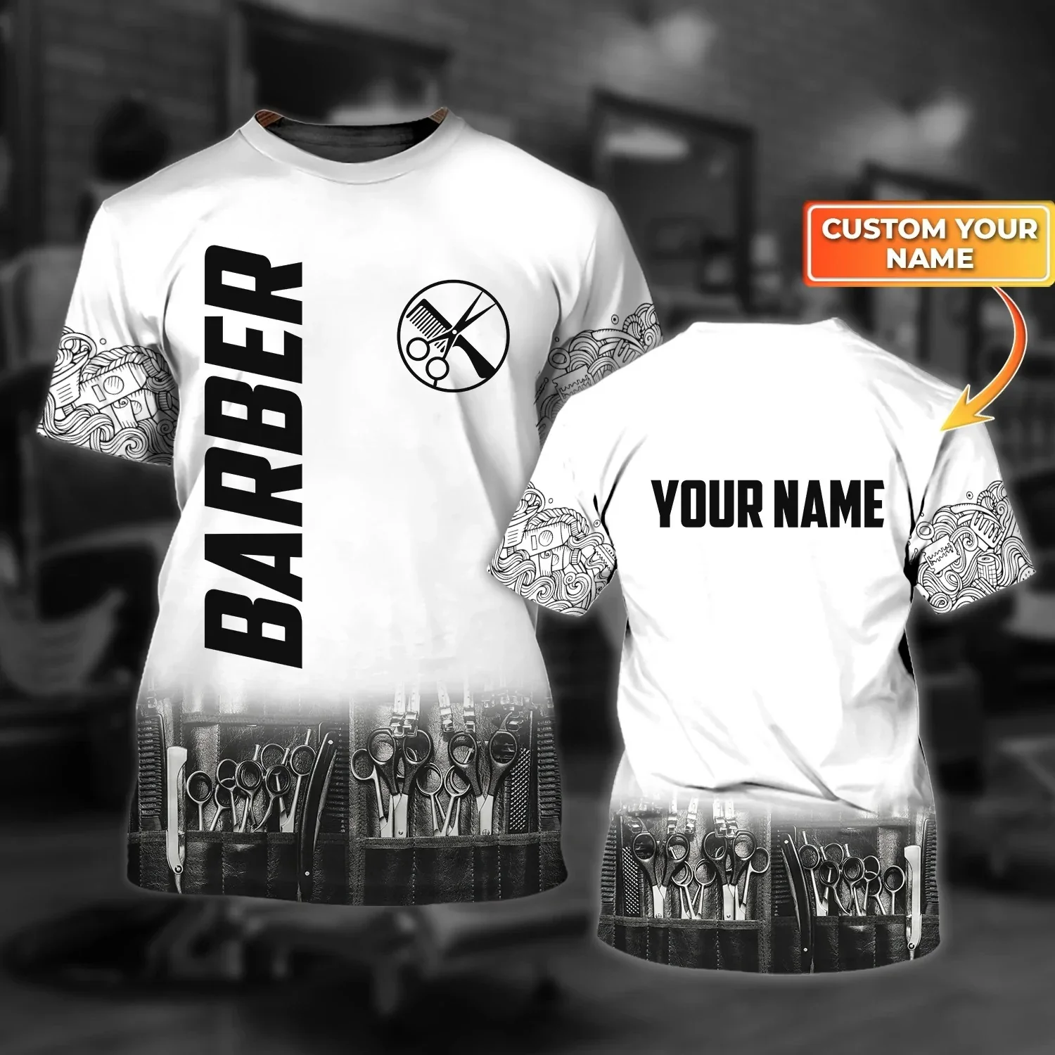 Sommer Mode Herren T-shirt Personalisierte Name Barber 3D Gedruckt Unisex T Shirt Geschenk für Barber Casual Kurzarm tops DW69 – Detail 28