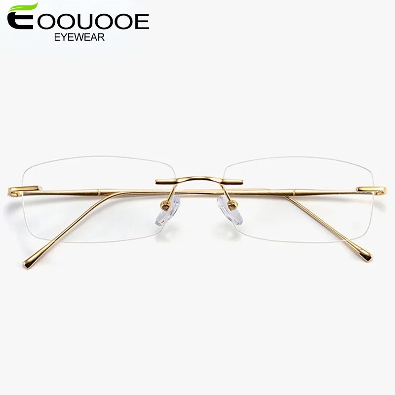 

Women Pure Titanium Prescription Lenses Men Rimless Optical Light Weight Frames Anti Blue Ray Glasses Frame