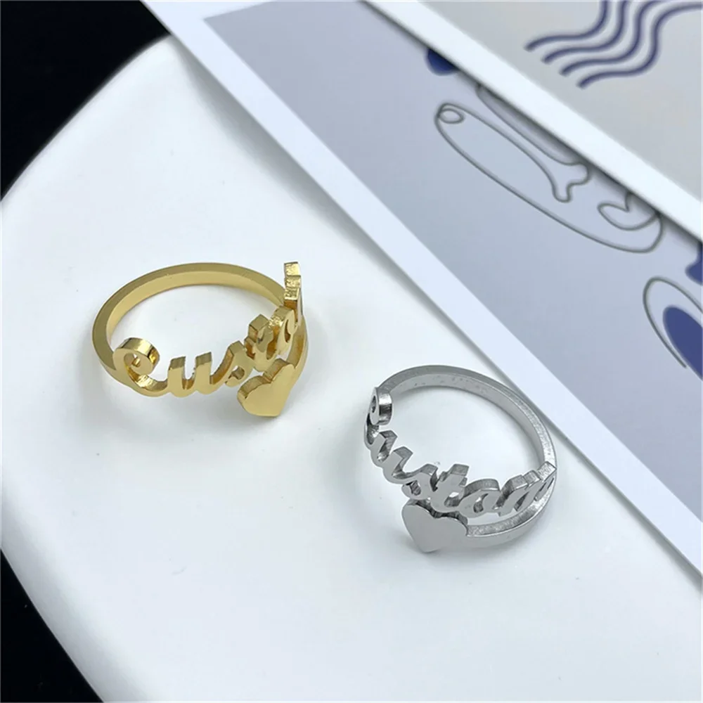 Custom Name Ring for Women 2022 New Stainless Steel Silver Personalized Heart Girl Customized Couple Ring Wedding Jewelry Gift cool stainless steel rotatable buddhism men anxiety fidget ring spinner buddhism heart sutra classic believer jewelry wholesale