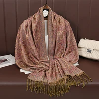 [T792] Luxury Fashion Bohemian Paisley Designer Thick Ethnic Style Jacquard Scarf Women Muslim Hijab Tassel Shawl Wrap Pashmina - Image 3