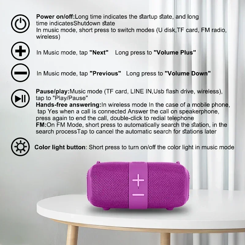 T&G TG667 Crossbody LED light portable Bluetooth speaker, outdoor small and high appearance level, compatible with USB/AUX/TF/FM