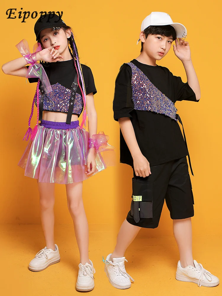 

Children's Cheerleading Performance Clothing Summer Kindergarten Hip Hop Boys Jazz Dance Clothing Trendy, Cool,