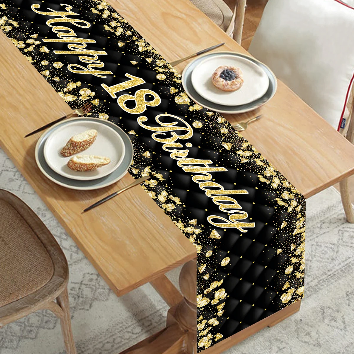 Ddckj Addobbi 18 Anni Compleanno 28 Cm X 10 M Runner Oro Rosa Decorazioni Tavolo Compleanno Tavolo Ritagliabile Tovaglia Per Compleanno Adatto Per Feste Di Uomo E Donna - 9