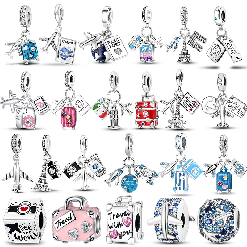 Charm Jewelry Sterling Silver Jewelry Beads Charms Sterling Silver Beads Silver Charm Bead Charm Bead Beads Jewelry Sterling Silver Beads Charm 925 Sterling Silver Earth Airplane Globe Travel Dangle Pendant Charm Fine Beads Fit Original 925 Bracelet Necklace Jewelry Women