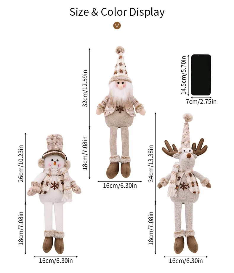 Description Picture 3 of itemChristmas Snowman Telescopic Doll New Knitted Elk Doll Window Scene Christmas Decoration Merry Christma Gift Happy New Year