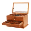 Sturdy Jewelry Box, 3 Pull-Out Drawers, 4 Tiers, Removable Lattice, Large Capacity, Sycamore Wood, Perfect Gift for Women 2