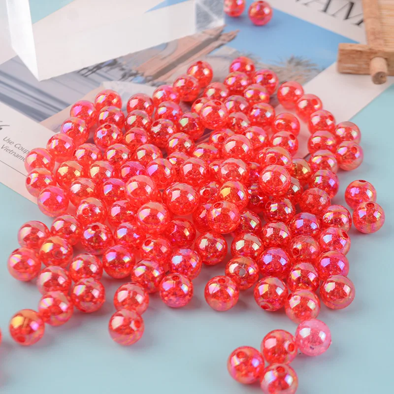 500G 8/10mm 투명 균열 AB 컬러 아크릴 수제 DIY 꽃 비즈 크리스탈 천공 컬러 버스트 비즈