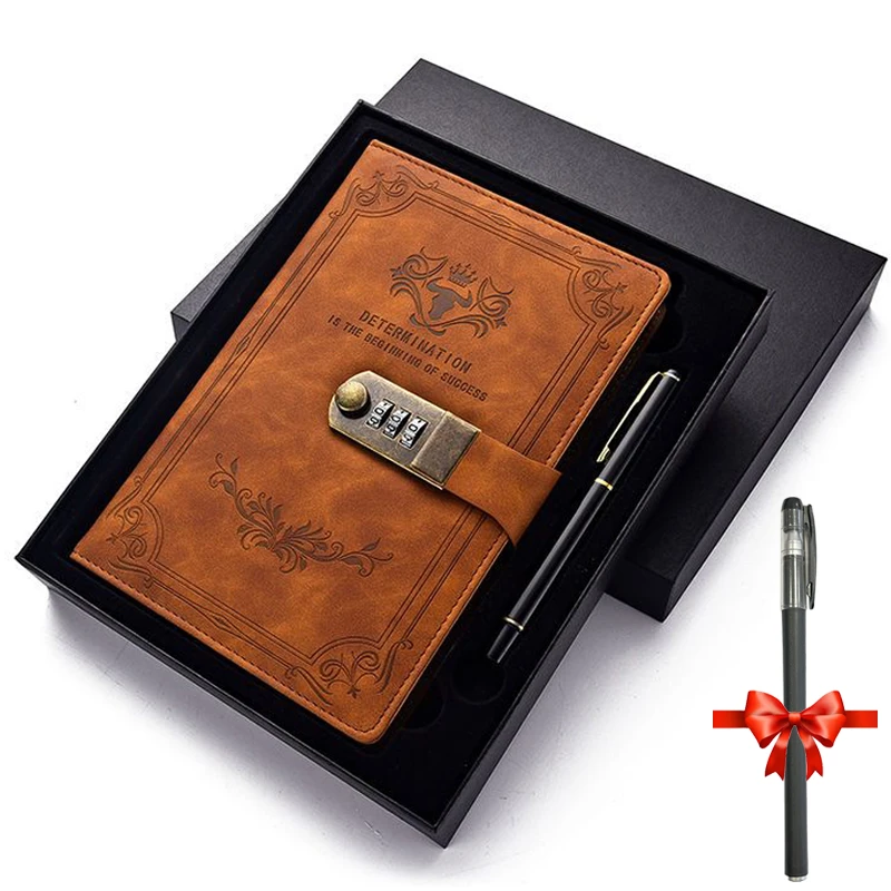 200 Pages A5 Retro Password Notebook Book with Lock Diary Thickened ...