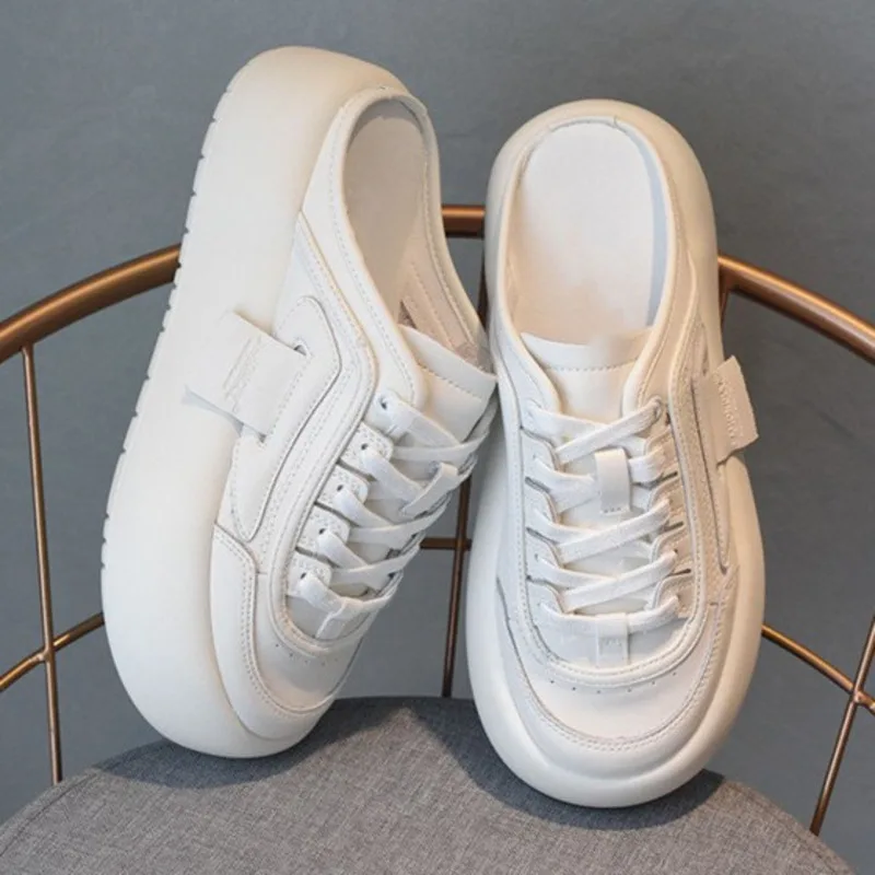 Women's 2024 New Summer Outdoor Wearing Thick Sole Half Slippers for Travel, Vacation, Sports and Fashion Versatile Beach Shoes