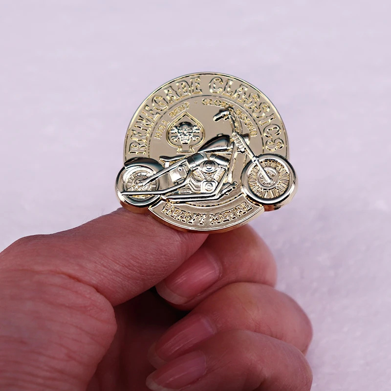 Classic Chopper Motorcycle Brooch - front view