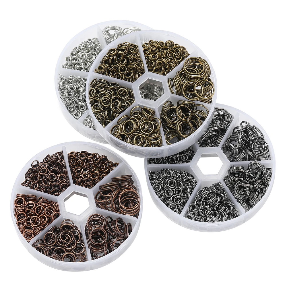 690 개/상자 4-12mm 오픈 점프 링 더블 루프 분할 링 커넥터 키트 DIY 귀걸이 팔찌 쥬얼리 용품 만들기