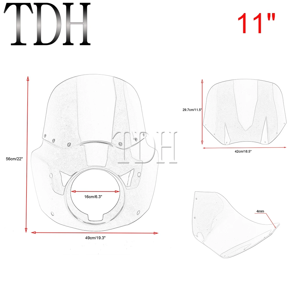 11"/15" Headlight Fairing for Harley Dyna Wide Glide EFI FXDWGI FXDWG 2006-Windshield W/ Bracket Kit