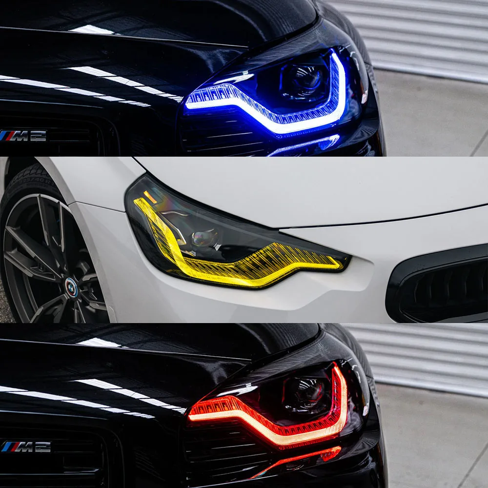 Car-Headlight-Refit-DRL-Lemon-Yellow-Blue-For-2022-2023-BMW-2-series-M2 ...