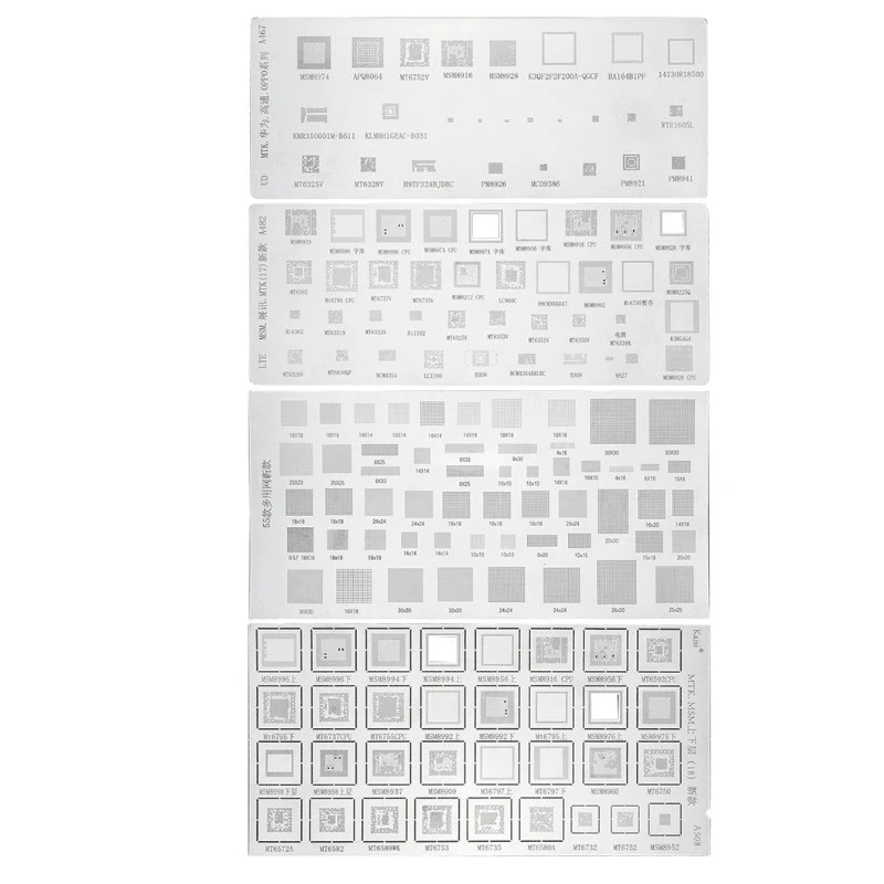 4PCS Universal BGA Stencil for MTK MSM Samsung Huawei Xiaomi iPad CPU RAM PM Power IC Reball Pin Direct Heat Template |