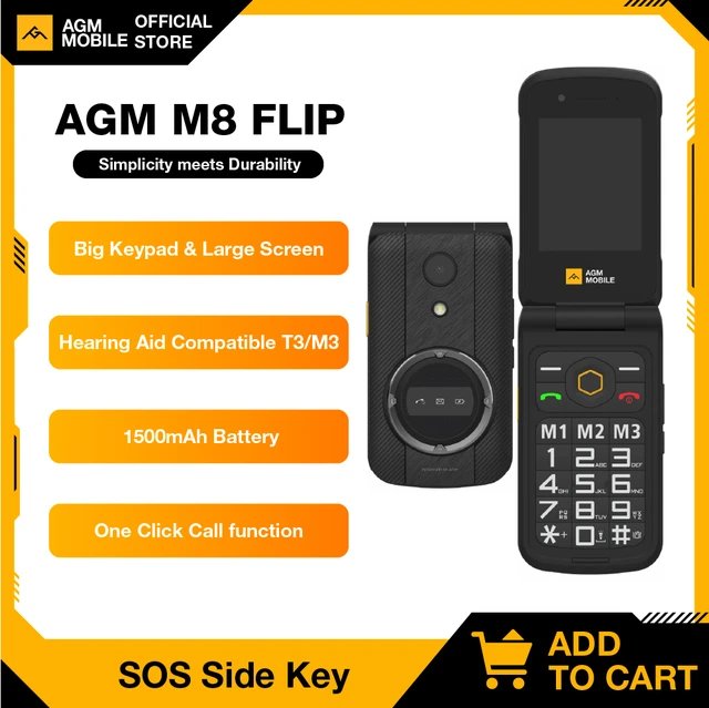 Telemóvel AGM M8 Flip Dual SIM Preto