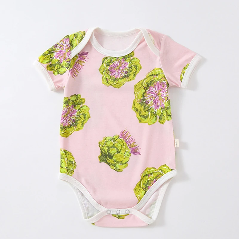 Infants Romper New Summer Baby Clothes Toddler Boys Girls Short Sleeve O-neck Cotton Fruit Print Jumpsuit Newborn Casual Onesie Cotton baby suit Baby Rompers