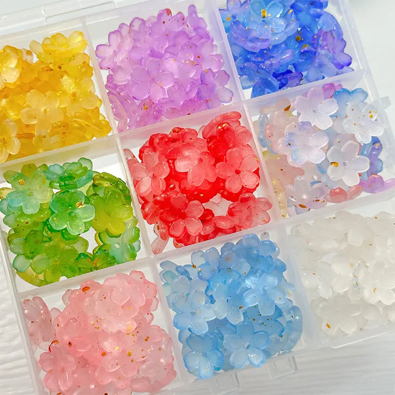 50/100pcs 다채로운 꽃 아크릴 스페이서 비즈 꽃 비즈 캡 쥬얼리 수제 DIY 머리 장식 귀걸이 액세서리 대량