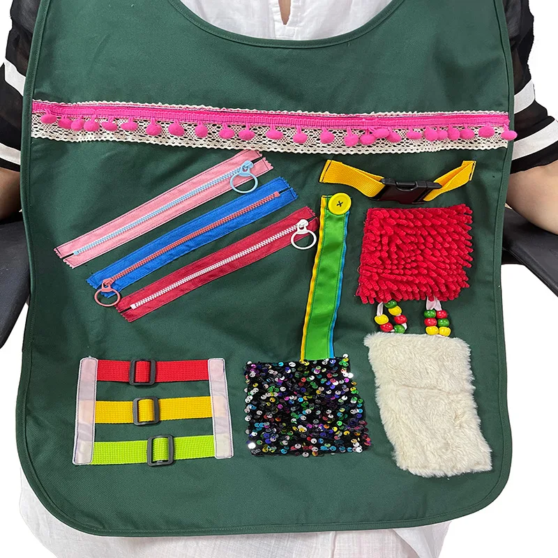 Montessori Busy Apron Sensory Toy for Kids Cognitive Development