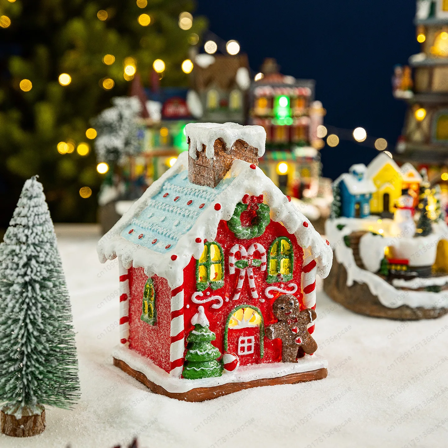 Pople Cedar Christmas Ornament Glowing Spinning Train Music Box