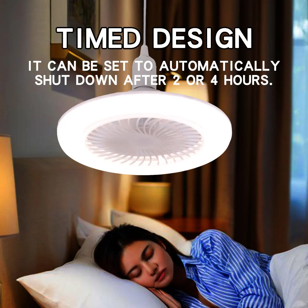LED Ceiling Fan Light E27 With Remote Control Dimming 3-speed Adjustable Wind Speed for Living Room Study Bathroom