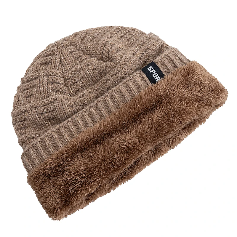 New Style Unisex Daily Beanie Hat Plush Fur Lined Hats For Men Women Keep Warm Knitted Hat Fashion Solid Ski Sports Winter Cap