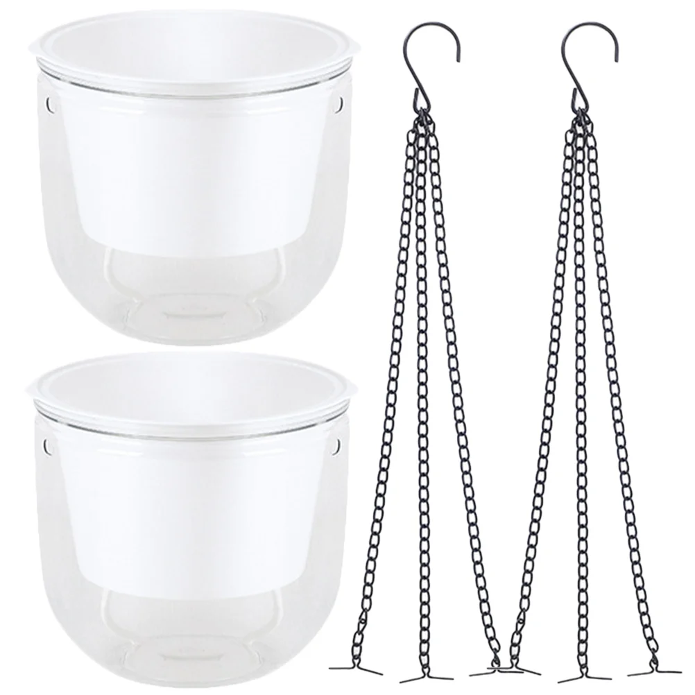 

2 Pcs Hooks Flowerpot Hanging Planter Indoors Outdoor Planting Containers Self Watering Self-watering White Pots for outside