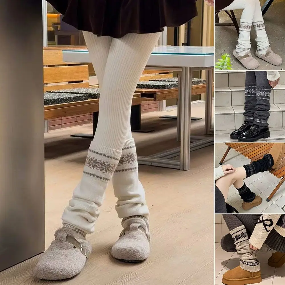 Casual Warm Leg Warmers Knitted JK Lolita Knee Socks 40cm Foot Cover Autumn Winter