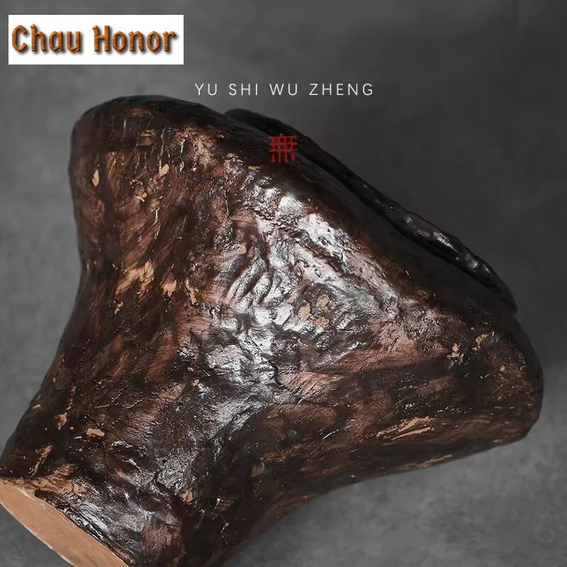 Japanese Black Coarse Pottery Flower Pot Handmade Large Vases Decorated with Floral Ornament Arrangements 22cm Basket Home Craft