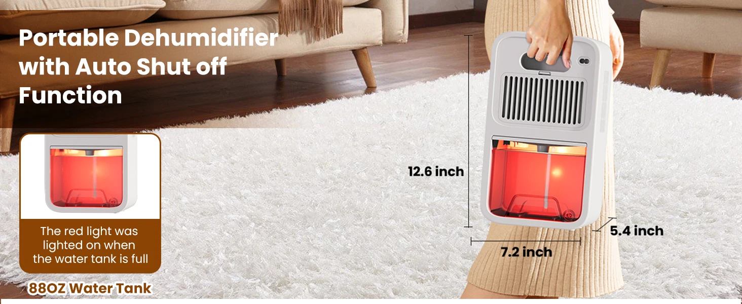 Description Picture 6 of itemDehumidifier, 86 oz Bedroom Dehumidifier with Drain Hose Silent Small Dehumidifier for Home Bathroom Basement Portable Mini Dehu