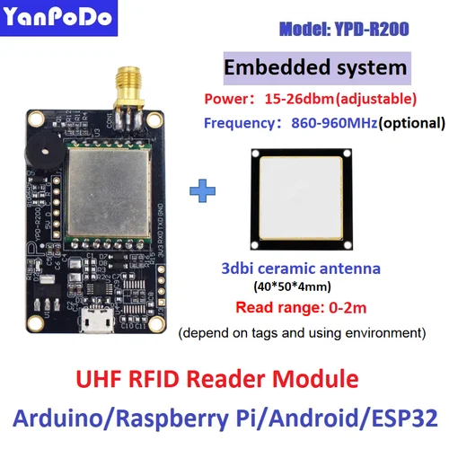 Yanpodo-UHF RFID 모듈 Arduino 보드 1-15M 장거리 RFID 모듈 UHF 리더, 라즈베리 파이 안드로이드 USB TTL UART 무료 SDK 6