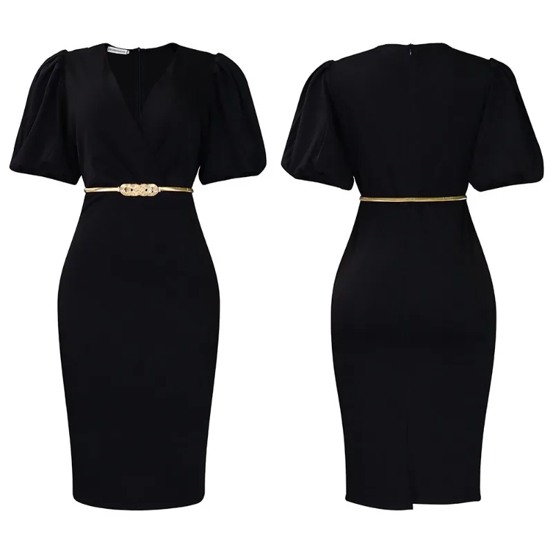 Polyester African Dresses for Women 2026 Dashiki Bodycon African Clothes  Elegant Half Sleeve V-neck Knee-length Dress With Belt - AliExpress