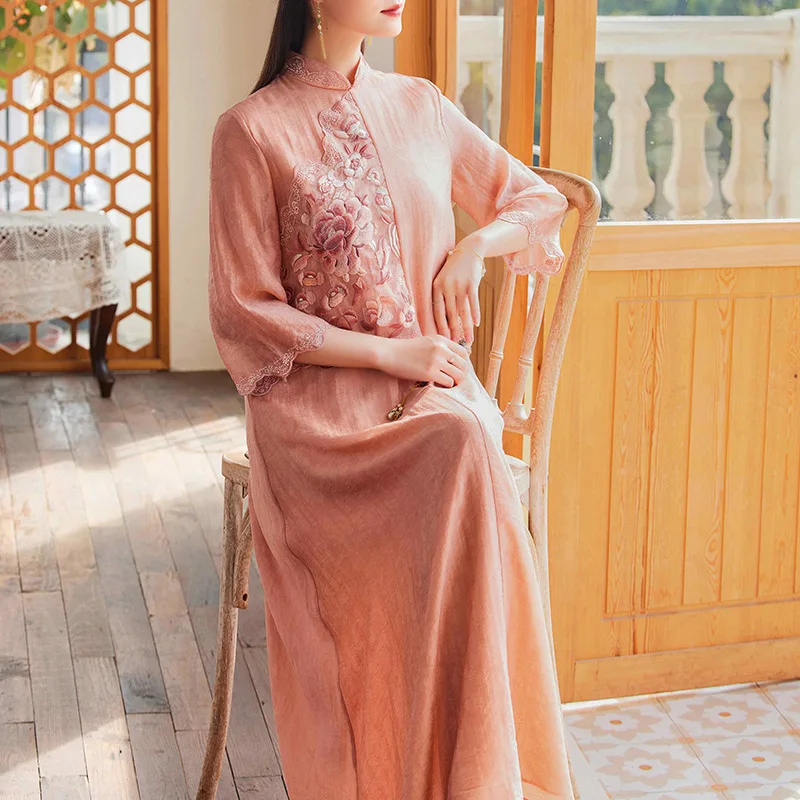 a line cheongsam dress Graduation Qipao dress, A-line Qipao for women, hollow-out Cheongsam –  Beth&Brian Qipao main image 0