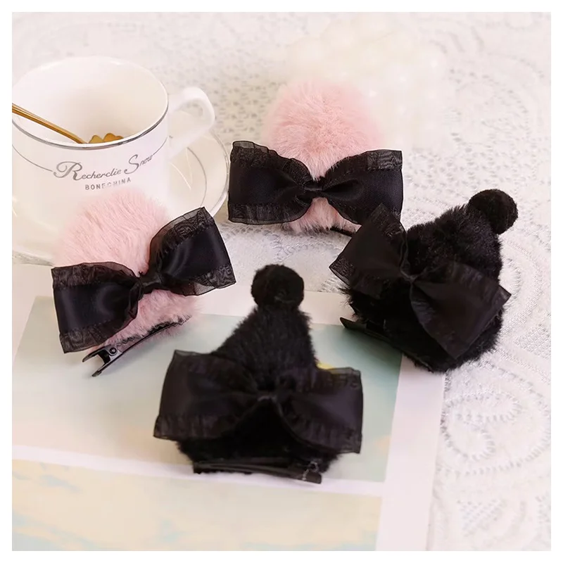 

Anime Sanrioed My Melody Kuromi Lolita Plush Ear Hairpin Kawaii Sweet Hairstyle Accessories Cartoon Plushie Girls' Hair Clip