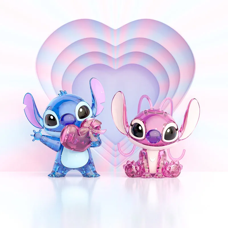 Disney Anime Stitch Action Figure Toy Stitch and Angel 14cm Crystal  Building Blocks Gifts for Kids Room Decoration