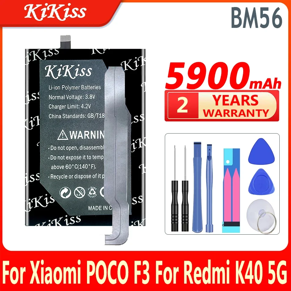 

KiKiss Battery BM56 5900mAh For Xiaomi POCO F3 GT For Redmi K40 5G High Capacity Bateria