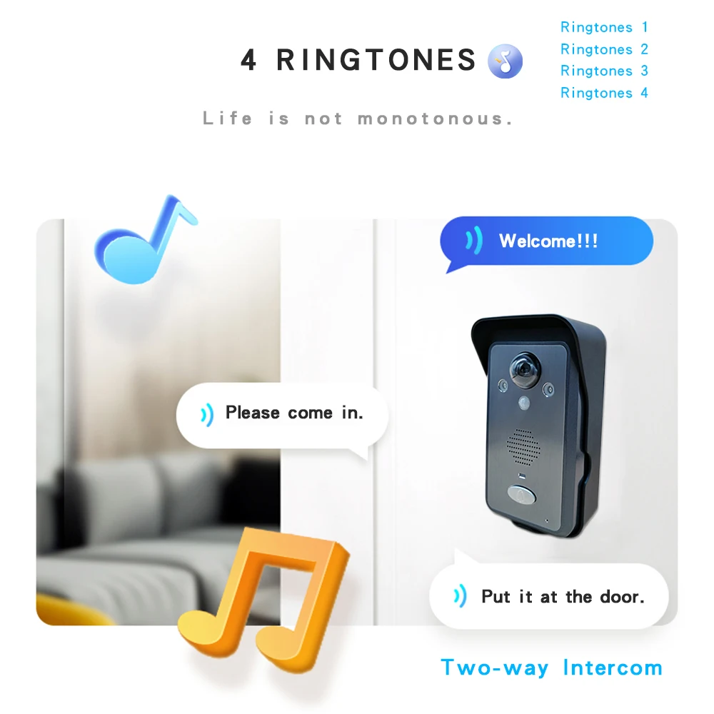 7" 2.4GHz Home Wireless Video Doorbell Office Tamperproof Wireless Vi