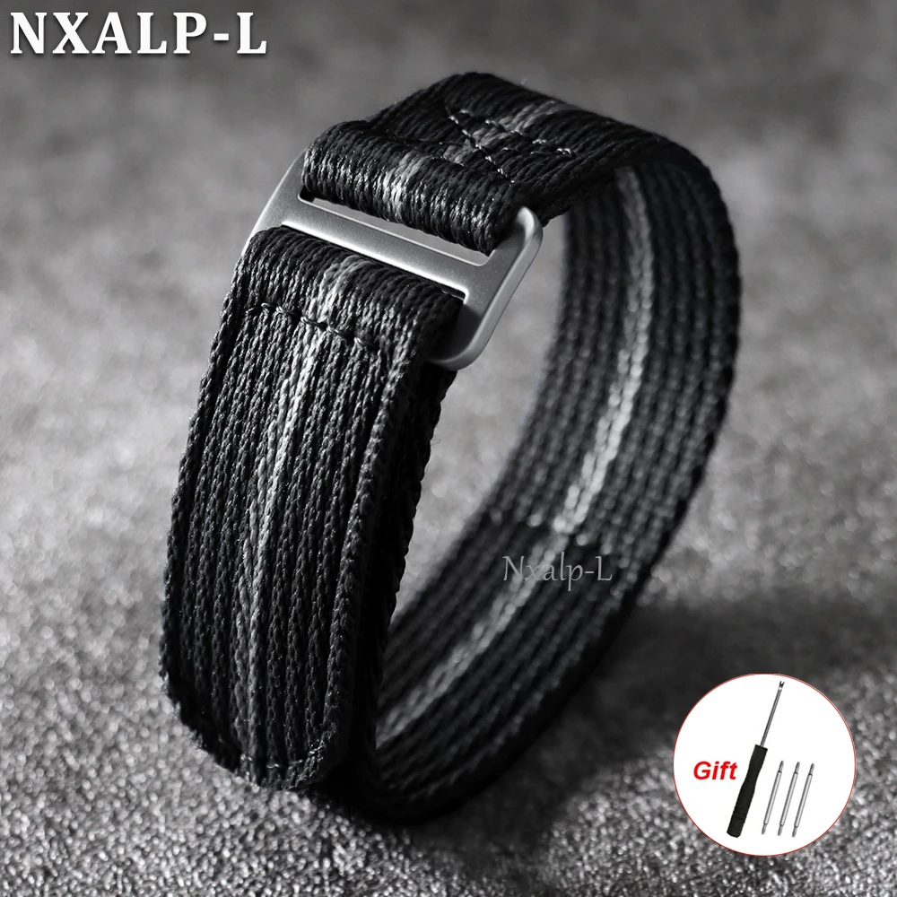 Durable Nylon Military-Style Waterproof Watch Band with Hook and Loop Fastener