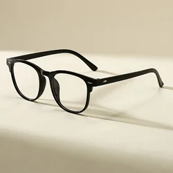 Classic Unisex Retro Fashion Glasses with Transparent Lenses (BLACK)