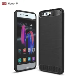 Premium Carbon Fiber Silicone Shockproof Back Cover for Honor 9 (Black)